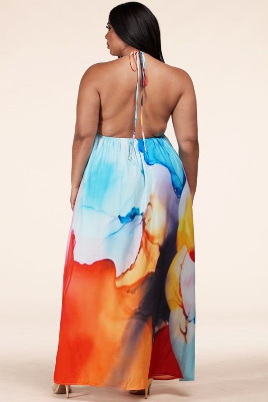 WATERCOLOR PLUS MAXI DRESS – BOHEMIAN HEART